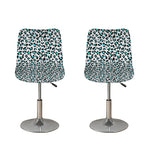 White And Teal Leopard Print Bar Stool Covers