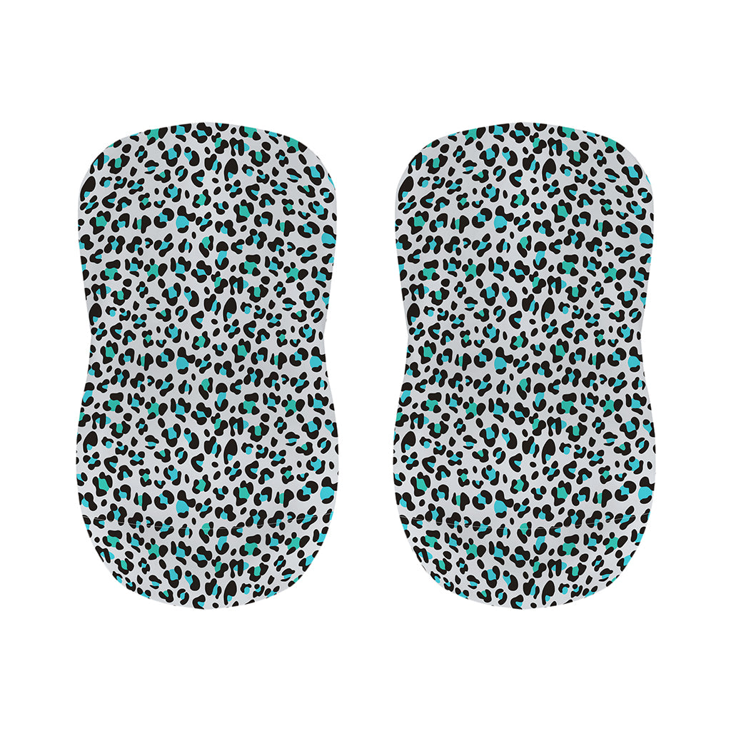 White And Teal Leopard Print Bar Stool Covers