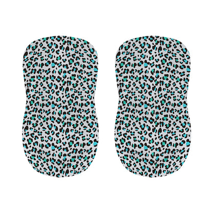 White And Teal Leopard Print Bar Stool Covers
