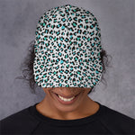 White And Teal Leopard Print Baseball Cap