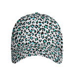 White And Teal Leopard Print Baseball Cap