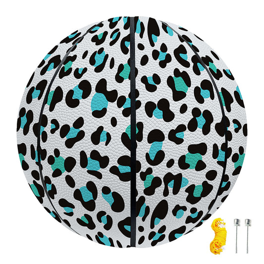 White And Teal Leopard Print Basketball