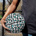 White And Teal Leopard Print Basketball