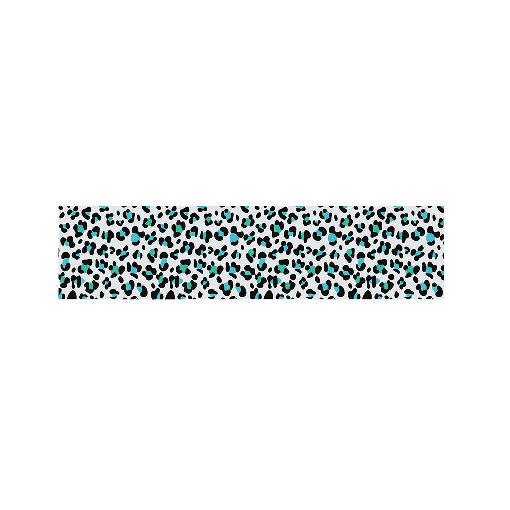 White And Teal Leopard Print Bed Runner
