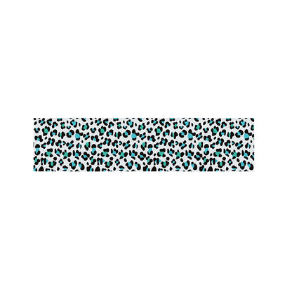 White And Teal Leopard Print Bed Runner
