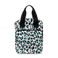 White And Teal Leopard Print Bible Tote Bag