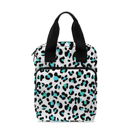 White And Teal Leopard Print Bible Tote Bag