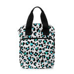 White And Teal Leopard Print Bible Tote Bag