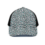 White And Teal Leopard Print Black Mesh Trucker Cap