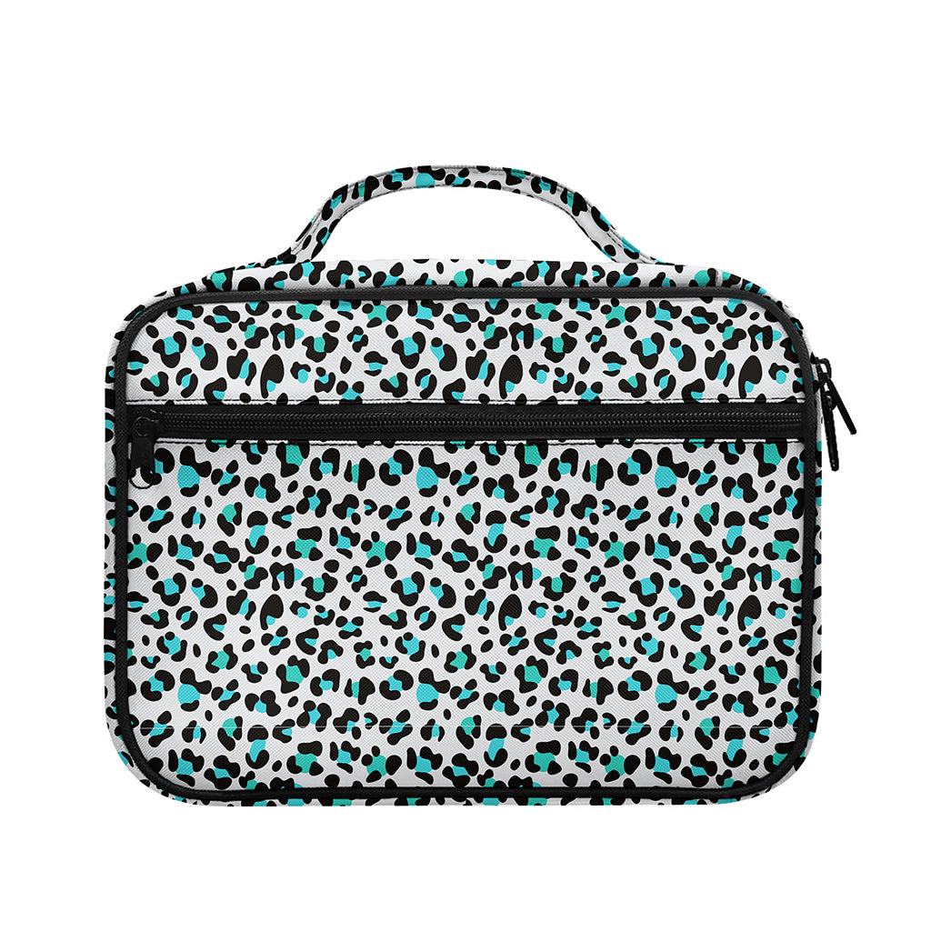 White And Teal Leopard Print Briefcase Bible Bag