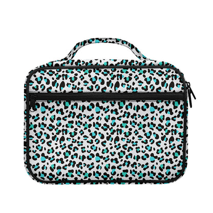 White And Teal Leopard Print Briefcase Bible Bag