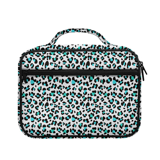 White And Teal Leopard Print Briefcase Bible Bag