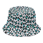 White And Teal Leopard Print Bucket Hat