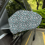 White And Teal Leopard Print Car Side Mirror Covers