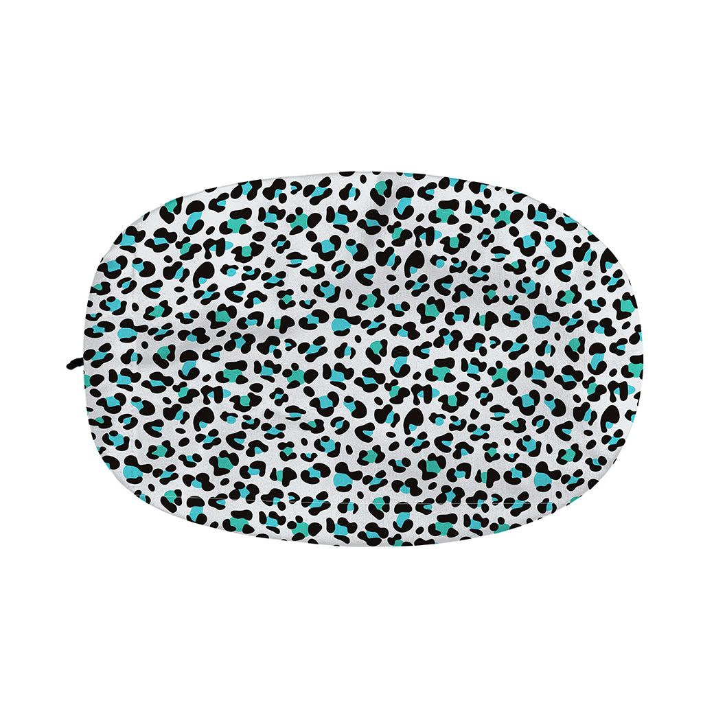 White And Teal Leopard Print Car Side Mirror Covers