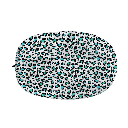 White And Teal Leopard Print Car Side Mirror Covers