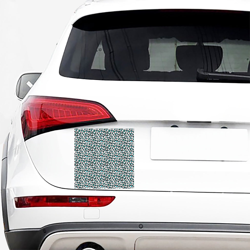 White And Teal Leopard Print Car Sticker