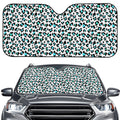 White And Teal Leopard Print Car Windshield Sun Shade