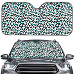 White And Teal Leopard Print Car Windshield Sun Shade