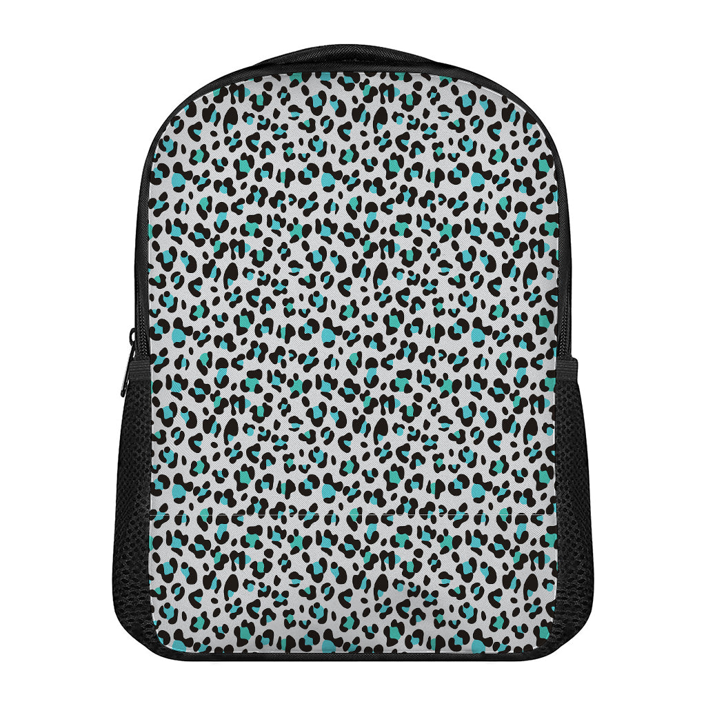 White And Teal Leopard Print Casual Backpack