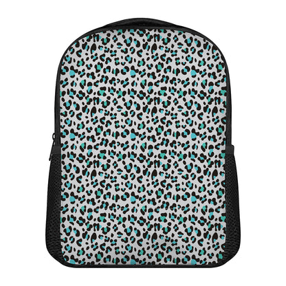 White And Teal Leopard Print Casual Backpack