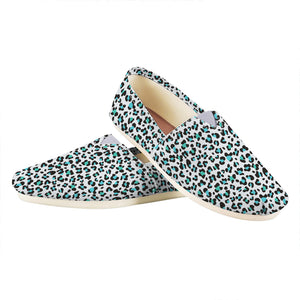 White And Teal Leopard Print Casual Shoes