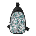 White And Teal Leopard Print Chest Bag