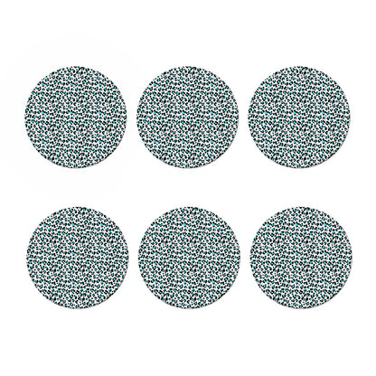 White And Teal Leopard Print Coaster Set