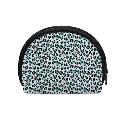 White And Teal Leopard Print Coin Purse