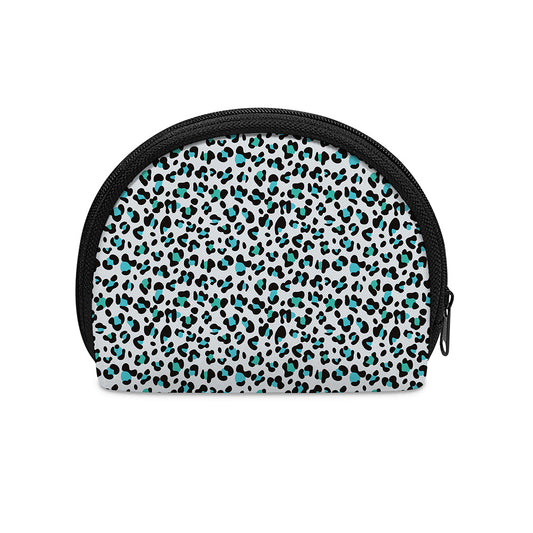 White And Teal Leopard Print Coin Purse