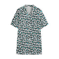 White And Teal Leopard Print Cotton Hawaiian Shirt
