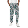 White And Teal Leopard Print Cotton Sweatpants