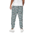 White And Teal Leopard Print Cotton Pants