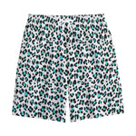 White And Teal Leopard Print Cotton Shorts