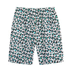 White And Teal Leopard Print Cotton Shorts