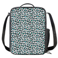 White And Teal Leopard Print Crossbody Lunch Bag