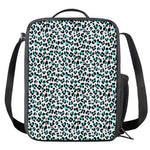 White And Teal Leopard Print Crossbody Lunch Bag