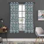 White And Teal Leopard Print Curtain