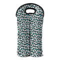 White And Teal Leopard Print Double Neoprene Wine Tote