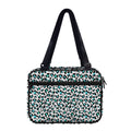 White And Teal Leopard Print Double Strap Bible Bag