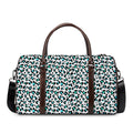White And Teal Leopard Print Duffel Bag