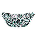 White And Teal Leopard Print Fanny Pack