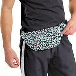 White And Teal Leopard Print Fanny Pack