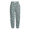 White And Teal Leopard Print Fleece Lined Knit Pants