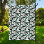 White And Teal Leopard Print Garden Flag
