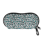 White And Teal Leopard Print Glasses Case