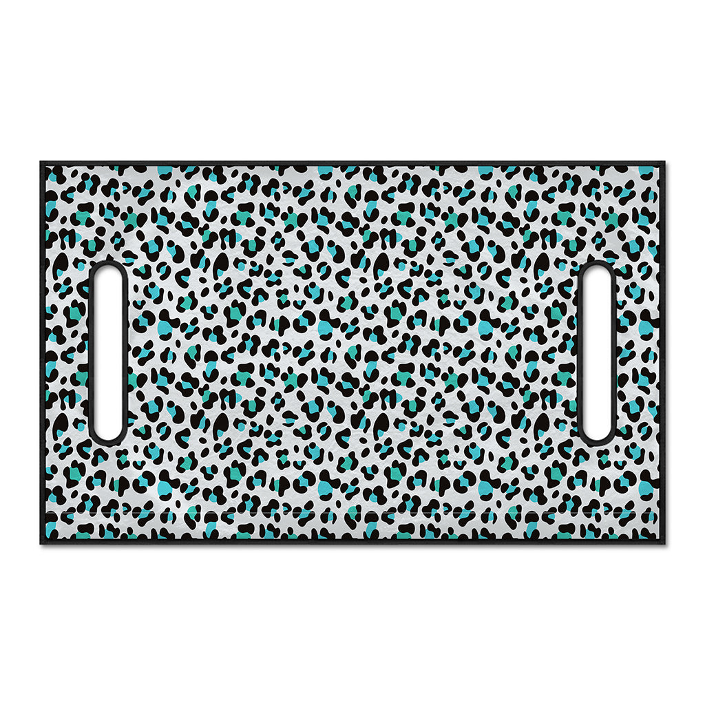 White And Teal Leopard Print Golf Cart Seat Cover