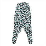 White And Teal Leopard Print Hammer Pants