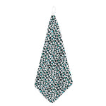 White And Teal Leopard Print Hand Towel