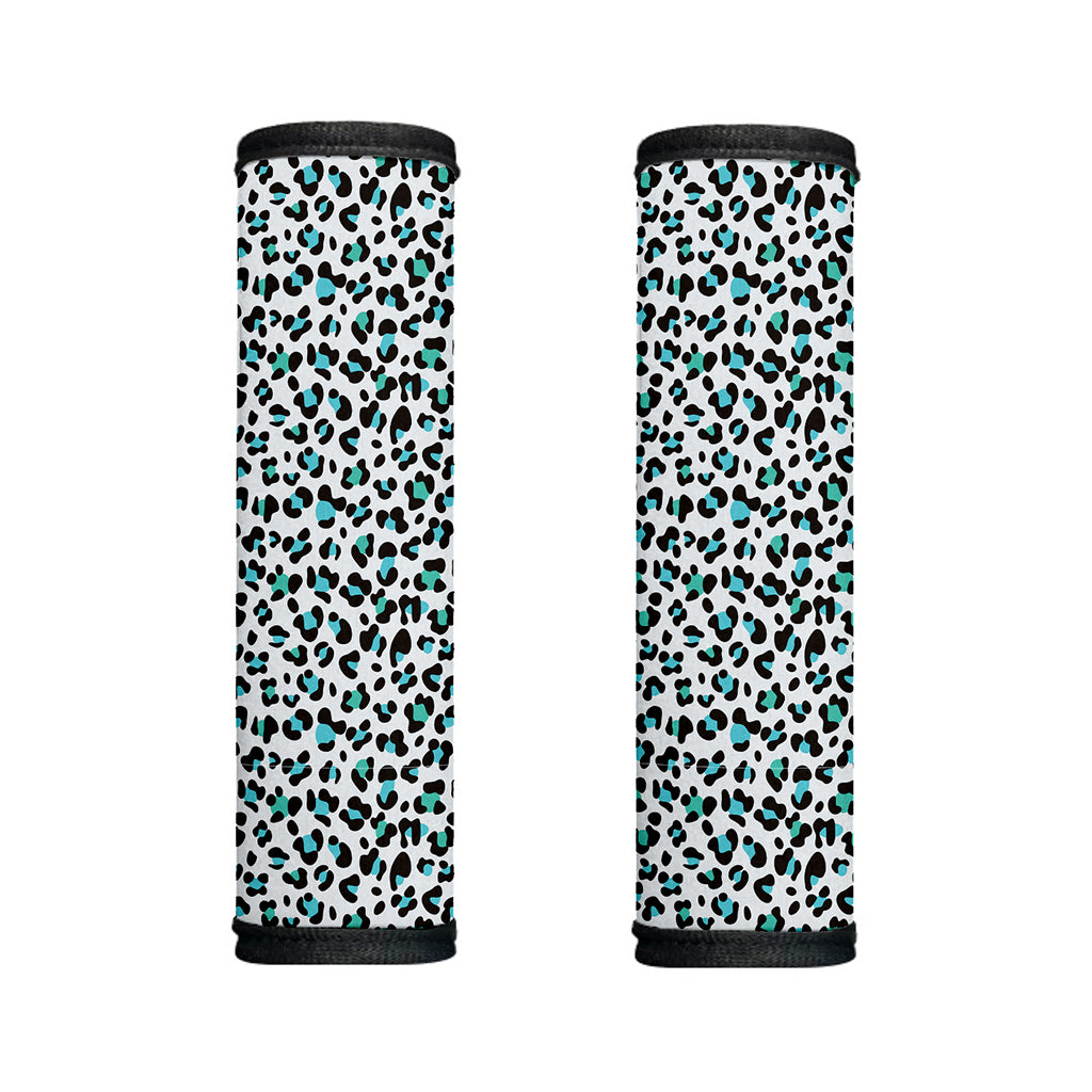 White And Teal Leopard Print Handle Covers
